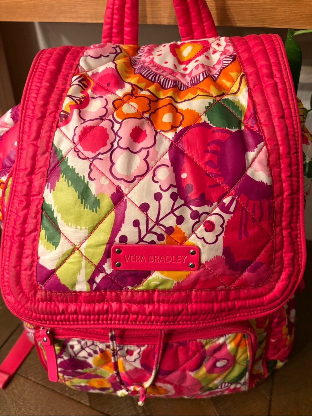 Vera Bradley Hot Pink and Multicolor Floral Quilted Backpack - Picture 2 of 5